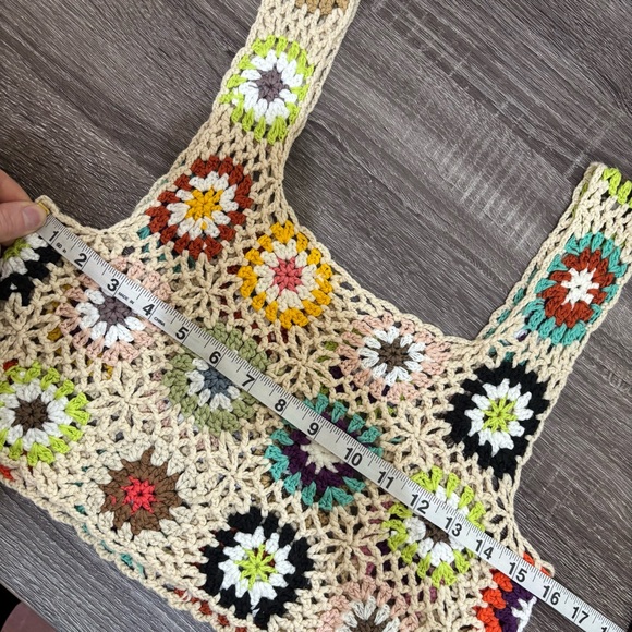 Colorful Crochet Boho Hippie Crop Top Tank Coastal Grandma - Picture 8 of 9